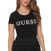 GUESS T-SHIRT NERA CON LOGO A CONTRASTO NELLA PARTE ANTERIORE 