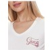 GUESS T-SHIRT BIANCA CON SCOLLO A V E LOGO NELLA PARTE ANTERIORE