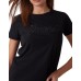 GUESS T-SHIRT NERA CON LOGO LETTERING IN PIZZO