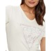 GUESS T-SHIRT CREMA LOGO PYTHON TRIANGOLO A CONTRASTO