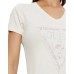 GUESS T-SHIRT CREMA LOGO PYTHON TRIANGOLO A CONTRASTO