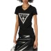 GUESS T-SHIRT NERA LOGO PYTHON TRIANGOLO A CONTRASTO