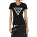 GUESS T-SHIRT NERA LOGO PYTHON TRIANGOLO A CONTRASTO