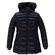 REFRIGIWEAR LONG MEAD FUR GIUBBOTTO DA DONNA BLU CON LOGO SULLA MANICA 