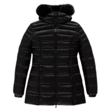 REFRIGIWEAR LONG MEAD FUR GIUBBOTTO DA DONNA NERO CON LOGO SULLA MANICA 