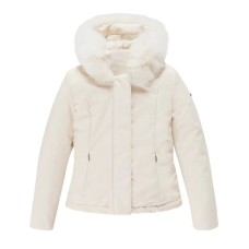 REFRIGIWEAR SHORT LADY TECH FUR JACKET BIANCO DA DONNA CON LOGO SULLA MANICA 