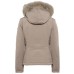 REFRIGIWEAR SHORT LADY TECH FUR JACKET BEIGE DA DONNA CON LOGO SULLA MANICA 