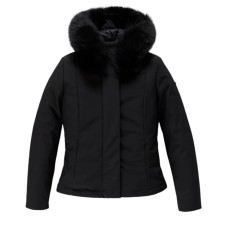 REFRIGIWEAR SHORT LADY TECH FUR JACKET NERO DA DONNA CON LOGO SULLA MANICA 