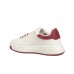 EMPORIO ARMANI SNEAKER IN LEATHER WHITE CON RETRO GOMMATO BORDEAUX CON LOGO AQUILA 