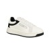 EMPORIO ARMANI SNEAKER IN LEATHER WHITE BLACK CON PLACCA AQUILA IN METALLO 