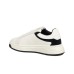 EMPORIO ARMANI SNEAKER IN LEATHER WHITE BLACK CON PLACCA AQUILA IN METALLO 