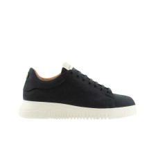 EMPORIO ARMANI SNEAKER IN PELLE DI NABUK BLU