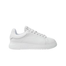 EMPORIO ARMANI SNEAKER IN LEATHER BOTTALATA WHITE