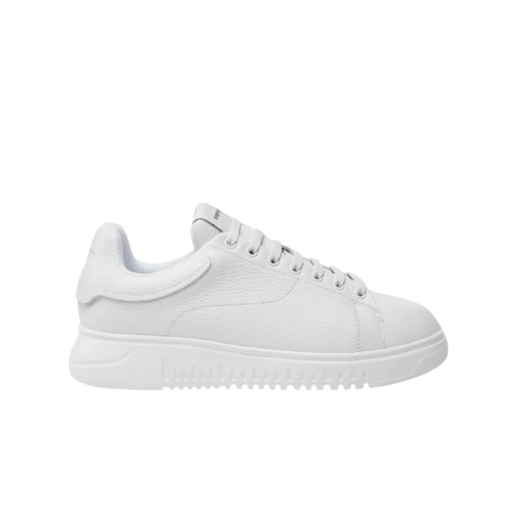 EMPORIO ARMANI SNEAKER IN LEATHER BOTTALATA WHITE