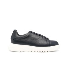 EMPORIO ARMANI SNEAKER IN LEATHER BOTTALATA BLUE 