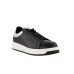 Emporio Armani Sneakers in pelle nera con inserto nella parte posteriore silver specchiato con logo Aquila