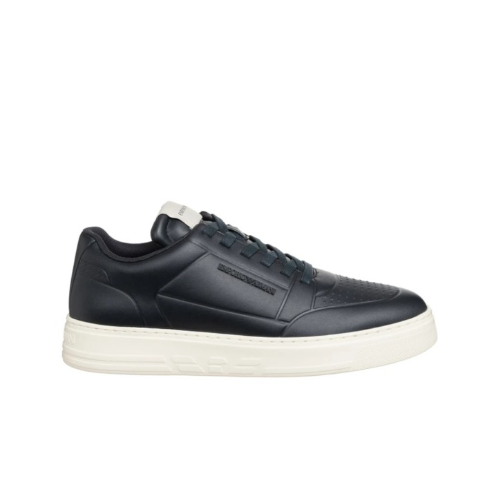 EMPORIO ARMANI SNEAKER IN LEATHER BLUE 