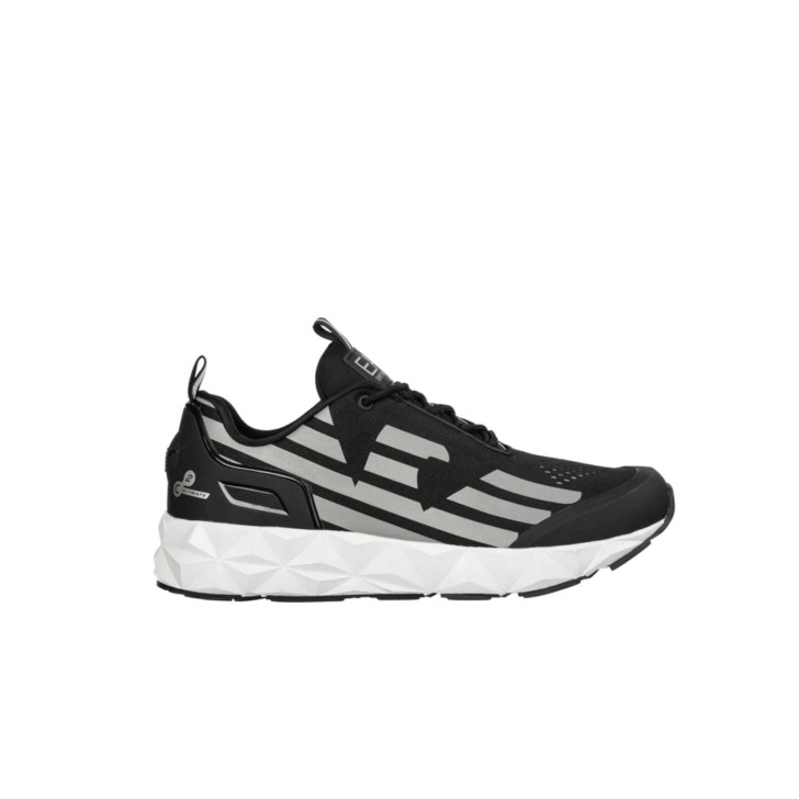 EA7 Emporio Armani Sneakers da Uomo Nera in tessuto con maxi logo laterale