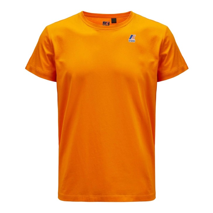 K-Way T-shirt LE VRAI EDOUARD a manica corta arancione con logo stampato K-WAY nella parte anteriore