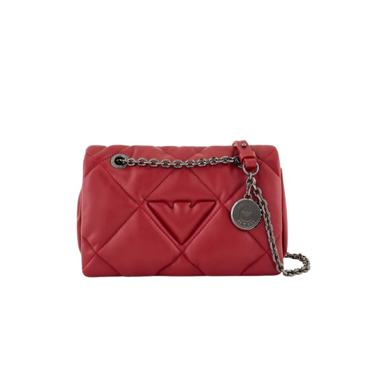 EMPORIO ARMANI SHOPPING BAG TRAPUNTATA BORDEAUX CON LOGO AQUILA