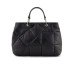 EMPORIO ARMANI SHOPPING BAG IN NYLON BLACK TRAPUNTATA CON PATCH IN PU CON LOGO LETTERING TONO SU TONO 