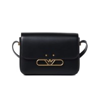 EMPORIO ARMANI BORSA A TRACOLLA IN LEATHER BLACK CON FIBBIA IN METALLO CON LOGO EAGLE