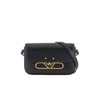 EMPORIO ARMANI BORSA A TRACOLLA IN LEATHER BLACK CON FIBBIA IN METALLO CON LOGO EAGLE