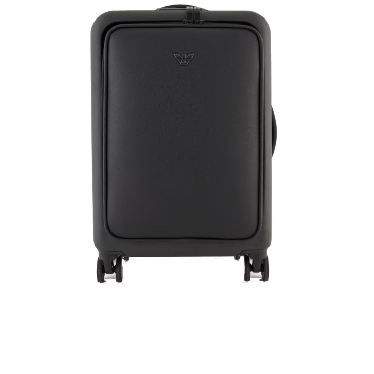 EMPORIO ARMANI TROLLEY CABINA IN ABS UNISEX BLACK DETTAGLIO SAFFIANO E PLACCHETTA AQUILA ASV