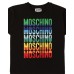 Moschino T-shirt nera a manica corta con logo lettering multicolore
