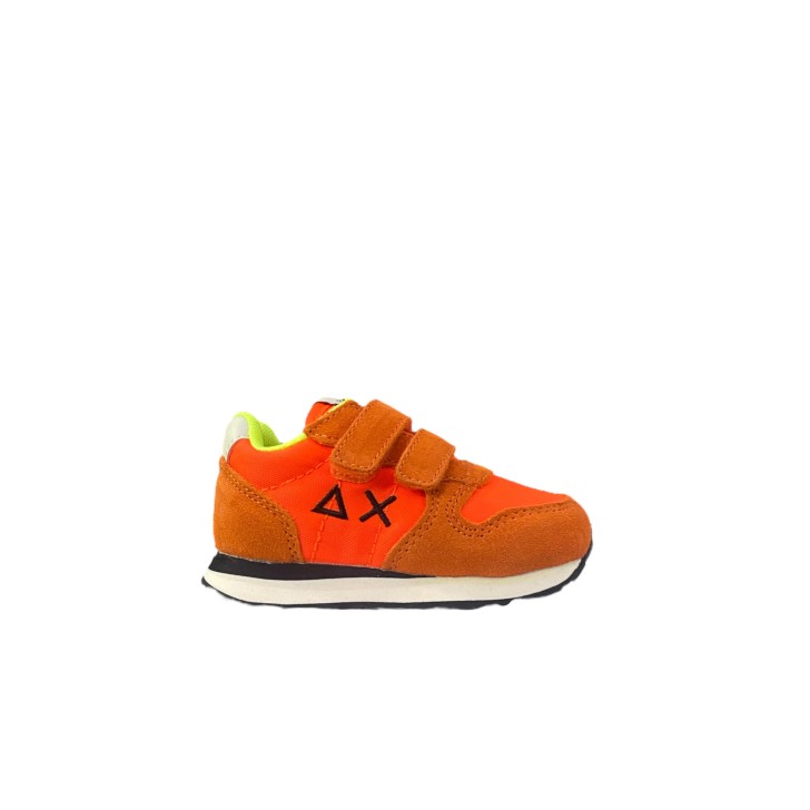 SUN68 SNEAKER BOYS TOM SOLID FIRST STEP IN SUEDE E NYLON ARANCIO FLUO