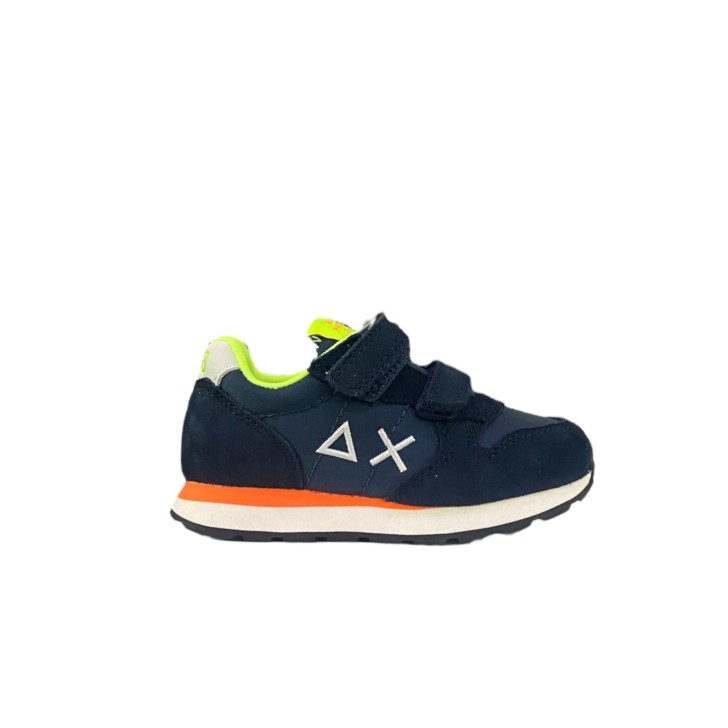 SUN68 SNEAKER BOYS TOM FLUO BABY IN SUEDE E NYLON NAVY BLUE