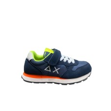 SUN68 SNEAKER BOYS TOM FLUO KID IN SUEDE E NYLON NAVY BLUE