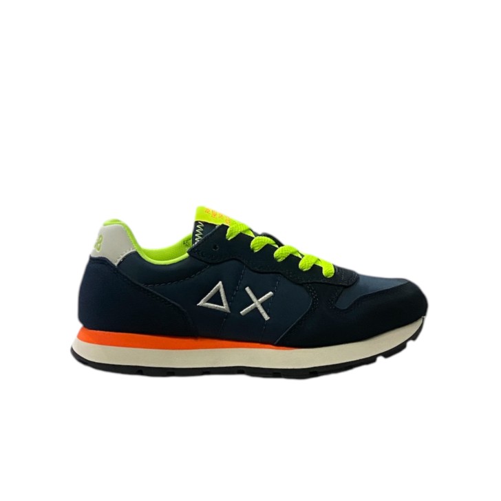 SUN68 SNEAKER BOYS TOM FLUO TEEN IN SUEDE E NYLON NAVY BLUE