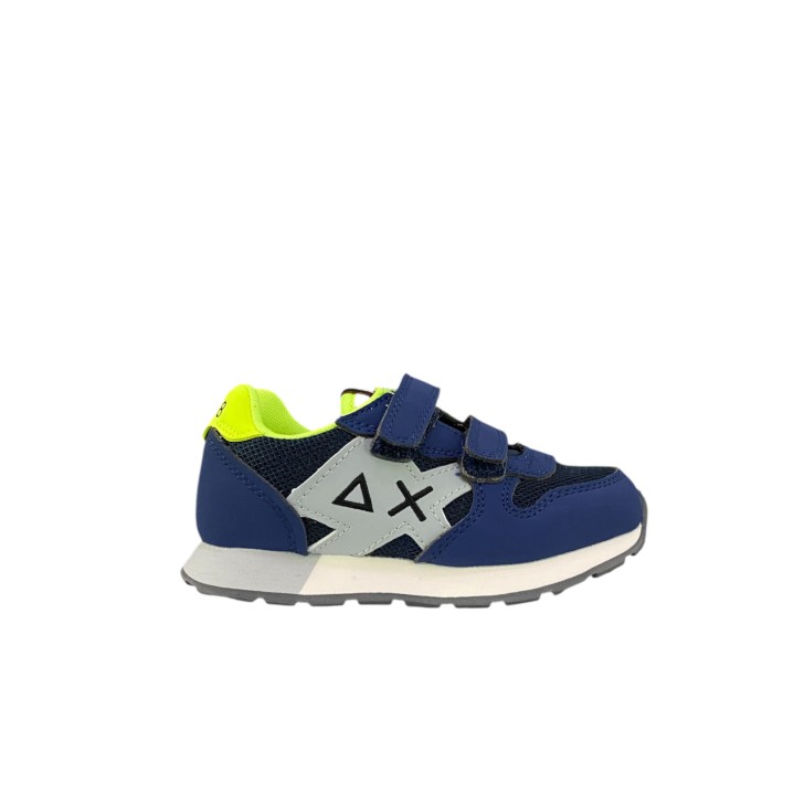 SUN68 SNEAKER BOYS JAKI 2.0 FLUO BABY IN PU E TELA NAVY BLUE