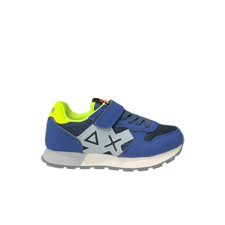 SUN68 SNEAKER BOYS JAKI 2.0 FLUO KID IN SUEDE E TELA NAVY BLUE