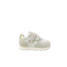 SUN68 SNEAKER GIRLS ALLY GOLD SILVER FIRST STEP IN SUEDE E NYLON WHITE