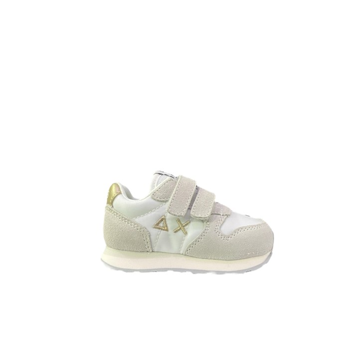 SUN68 SNEAKER GIRLS ALLY GOLD SILVER FIRST STEP IN SUEDE E NYLON WHITE