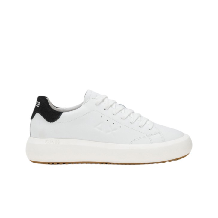 SUN68 BIG BOY SNEAKER IN LEATHER TOTAL WHITE E BLACK DA UOMO