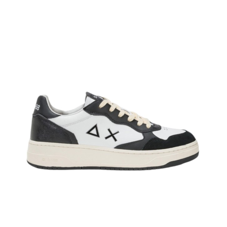 SUN68 BIG BASKET SNEAKER IN LEATHER E SUEDE BLACK E WHITE 