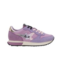 SUN68 STARGIRL GLITTER LOGO SNEAKER IN NYLON E SUEDE LILLA