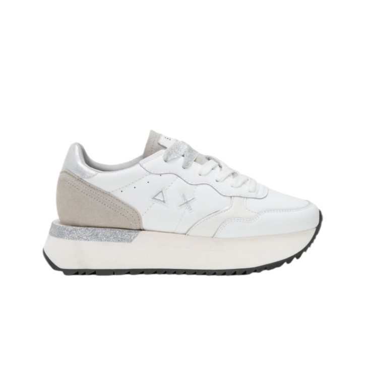 SUN68 BIG ALLY PU SNEAKER IN LEATHER TOTAL WHITE 