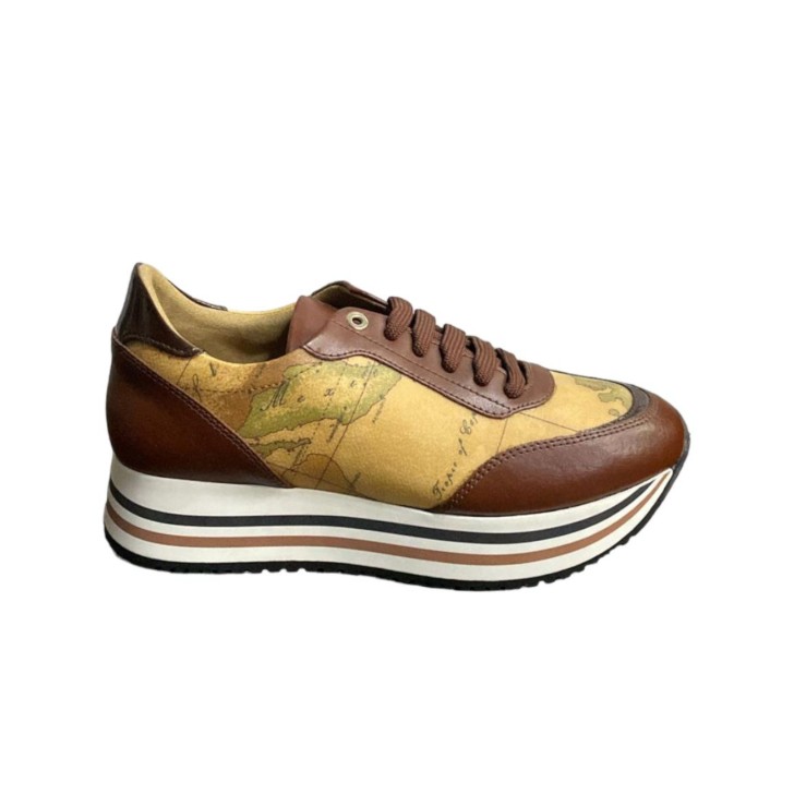 Alviero Martini Prima Classe Sneakers Marrone con stampa Geo Classic