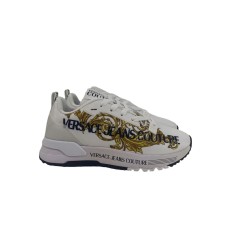 Versace Jeans Couture Sneakers in Nylon Bianca con stampa Logo Space Couture