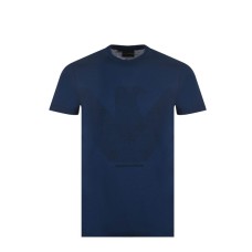 Emporio Armani T-shirt a manica corta Blu da Uomo in jersey Pima con stampa maxi Aquila