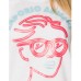 Emporio Armani T-shirt a manica corta Bianca in cotone da donna con maxi stampa