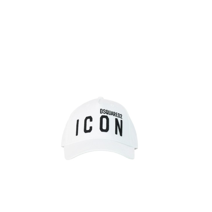 Dsquared2 Cappello Baseball in cotone bianco con logo ricamato DSQUARED2 ICON