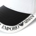 Emporio Armani Cappello Baseball Bianco da Uomo con visiera logo lettering e inserto nero in Saffiano