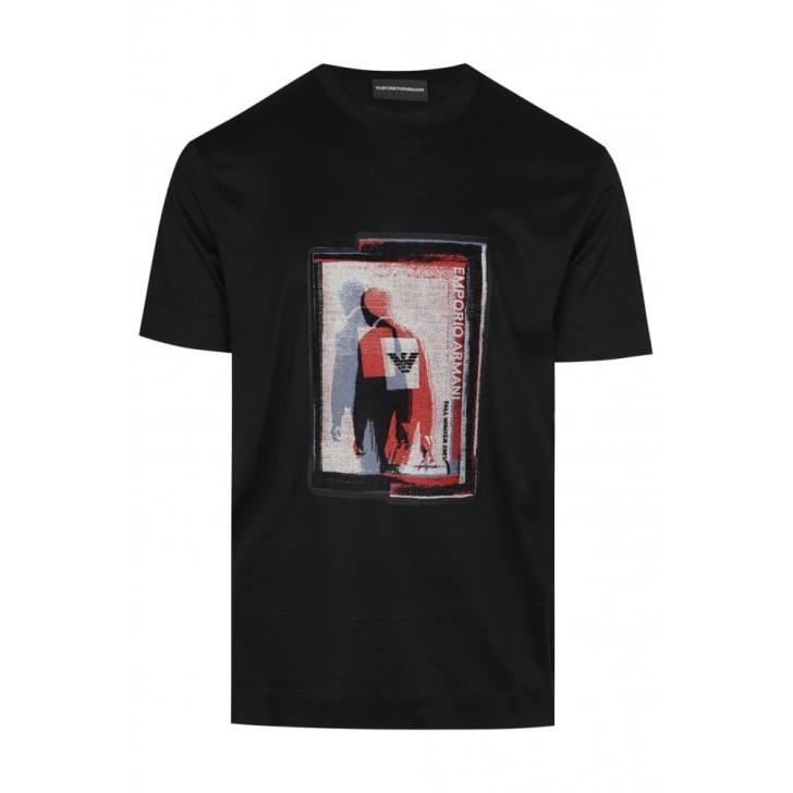 Emporio Armani T-shirt a manica corta Nera da Uomo con maxi patch grafica