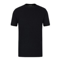 EMPORIO ARMANI T-SHIRT A MANICA CORTA BLACK IN JERSEY CON LOGO JACQUARD EAGLE ALL OVER TONO SU TONO 