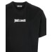 Just Cavalli T-shirt nera in jersey di cotone a manica corta con logo JUST CAVALLI 